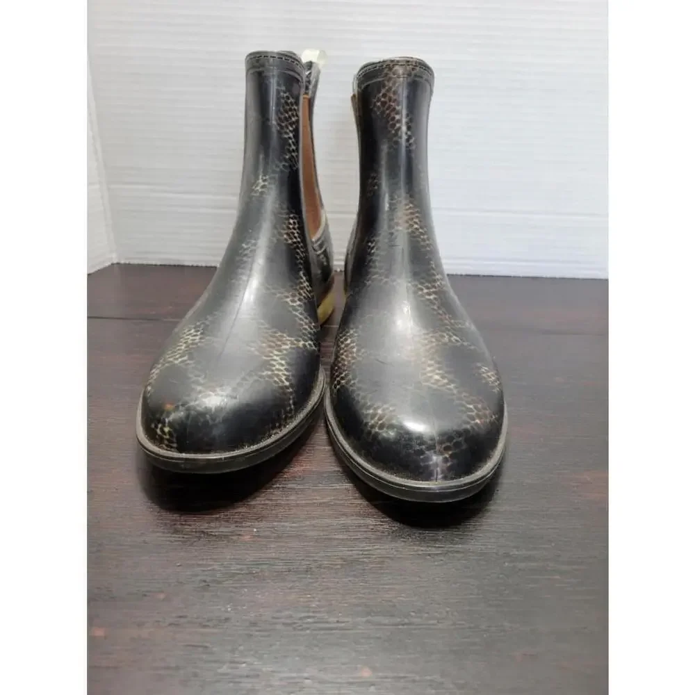Shoes Of Soul Chelsea Ankle Rain Boots Snakeskin Size 10 Womens
